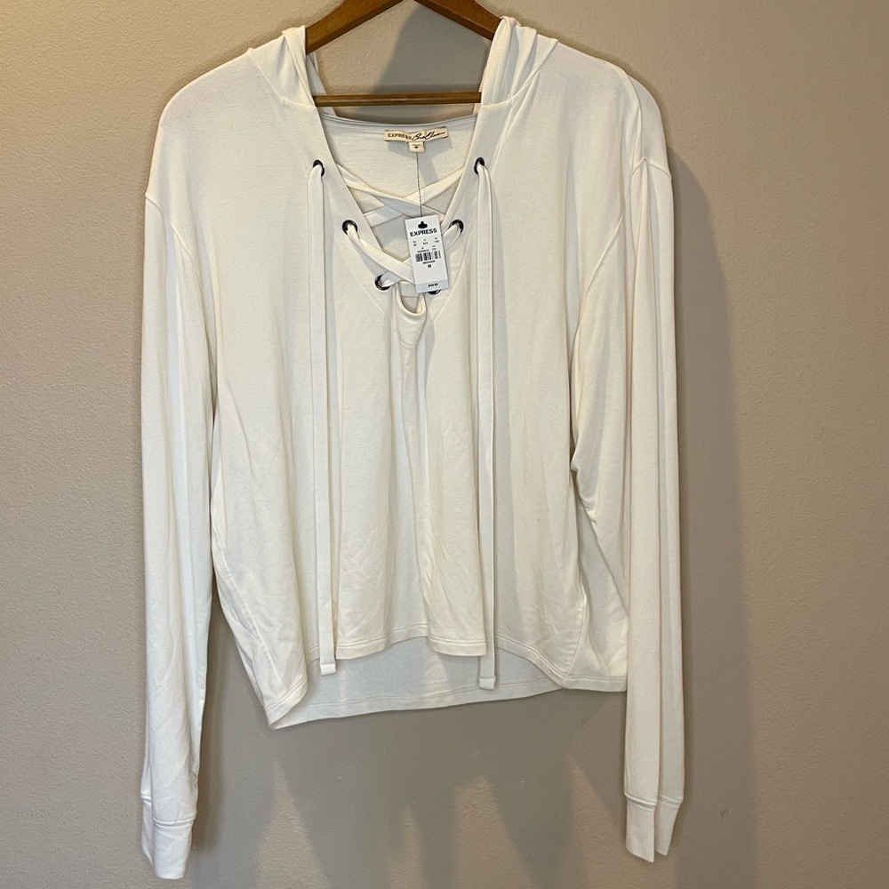 NWT Express White/Cream One Eleven Hoodie Women’s Size M